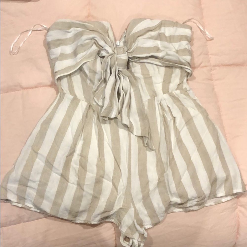 Tan striped romper